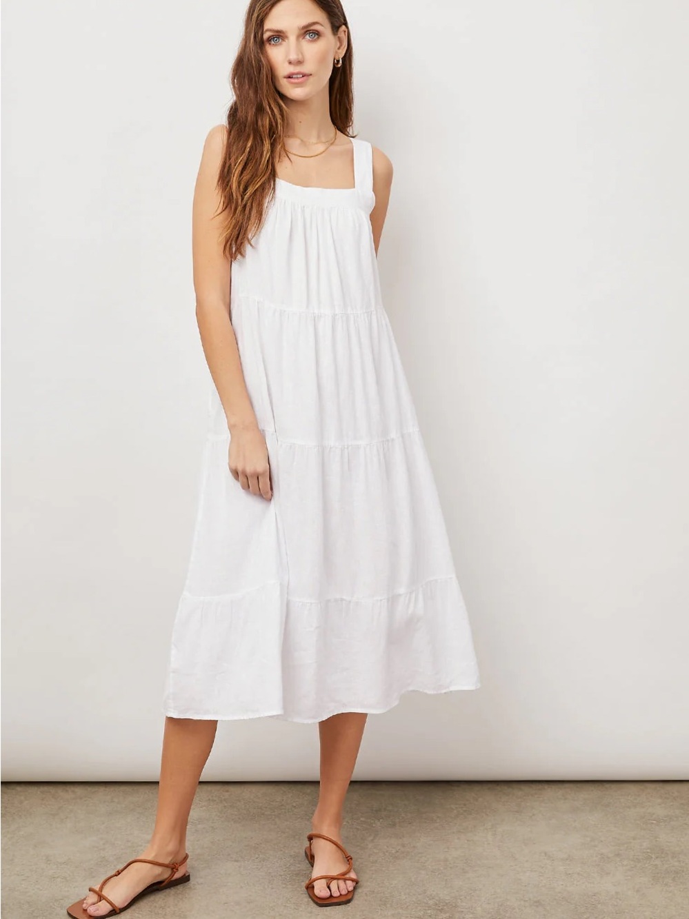 Rails Amaya Dress| White Tiered Midi Sundress SZ M
